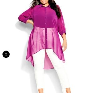 City chic Surprise Back Shirt - Magenta